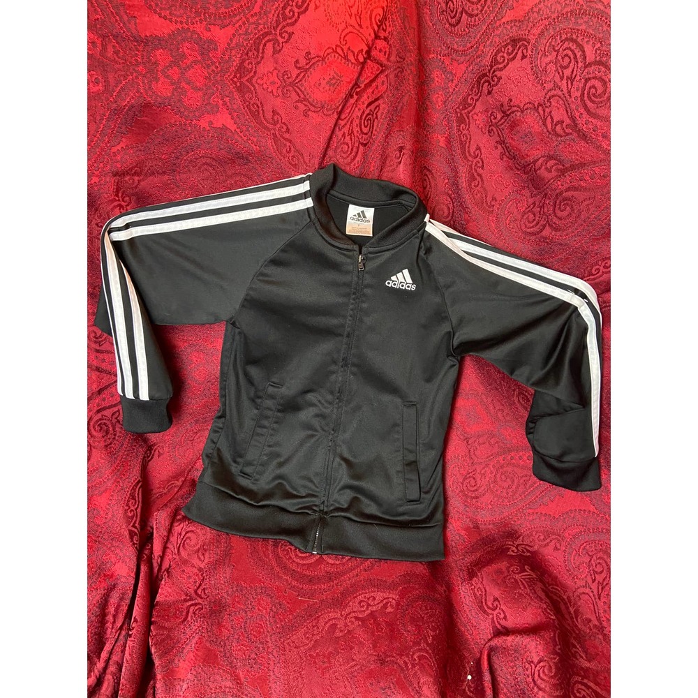 adidas black jacket with white stripes Size Y-7